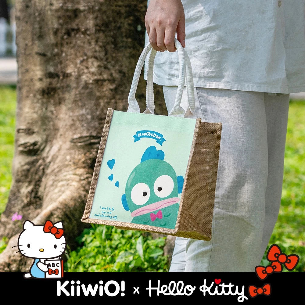 Hello Kitty x Kiiwi O! 聯名款.萌萌大臉系列雙面棉麻手提袋