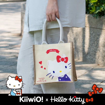 Hello Kitty x Kiiwi O! 聯名款．萌萌大臉系列雙面棉麻手提袋