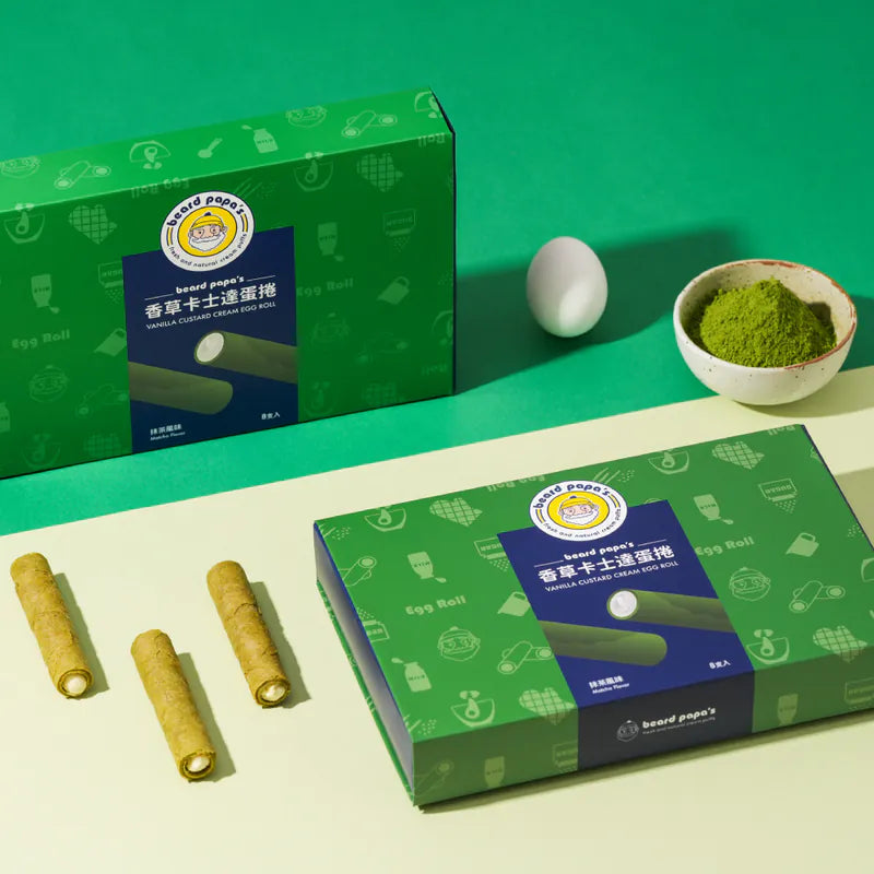 Bread PaPa‘s 香草卡士達夾心蛋捲 (抹茶)(144g*盒)
