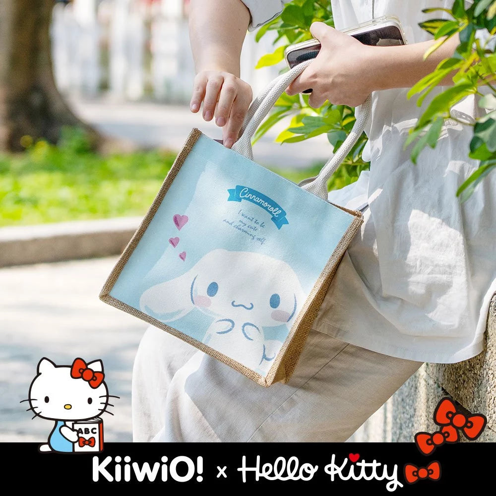 Hello Kitty x Kiiwi O! 聯名款．萌萌大臉系列雙面棉麻手提袋