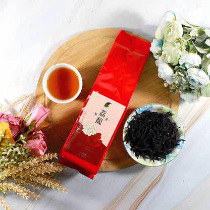 【龍源茶品】時尚精品頂級杉林溪高山荔馥紅茶葉 富貴牡丹花布竹藝茶葉禮盒 LONG YA TEA Fashion Premium Top-Grade Shanlinxi High Mountain Lychee Fragrance Black Tea With Noble Peony Fabric Bamboo Art Tea Gift Box(30gx3包-共90g/盒）