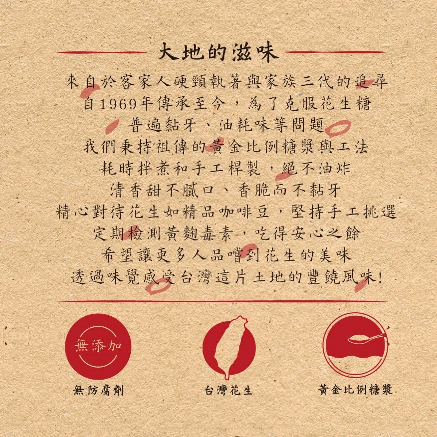 【大地花生工坊】熱銷三入組合 200g/袋（三袋入） 原味花生片、米香花生角、金磚｜2025熱銷三入組合
