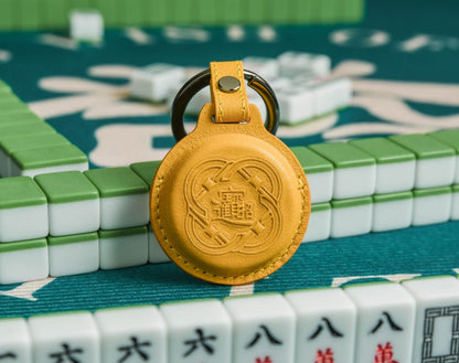 大甲鎮瀾宮 馬卡龍招財鑰匙圈 之 『紅中發』 Style 50088-A2 小牛皮素紋檸檬黃A2