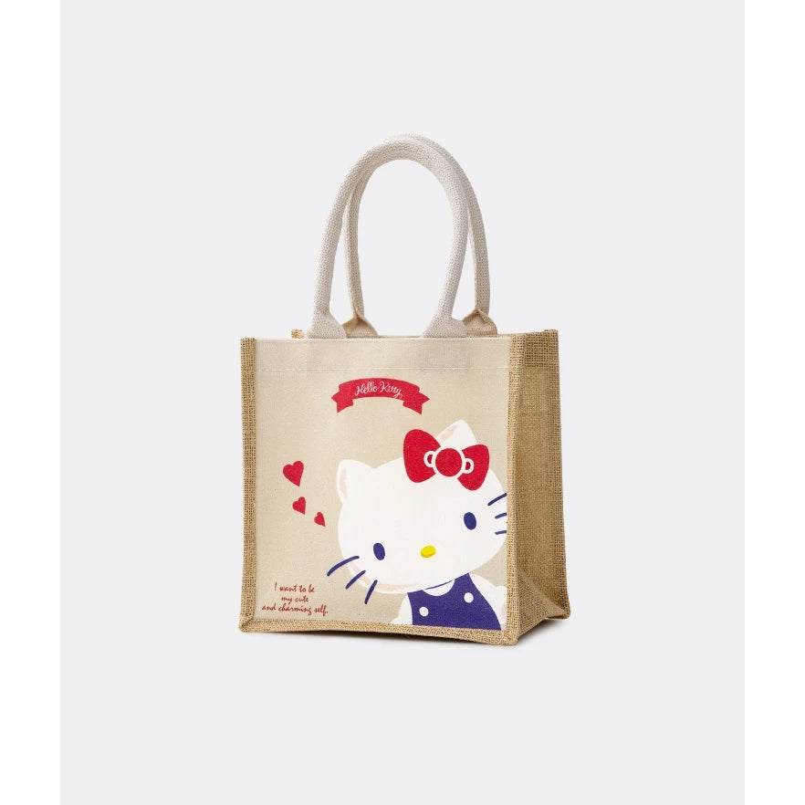 Hello Kitty x Kiiwi O! 聯名款．萌萌大臉系列雙面棉麻手提袋
