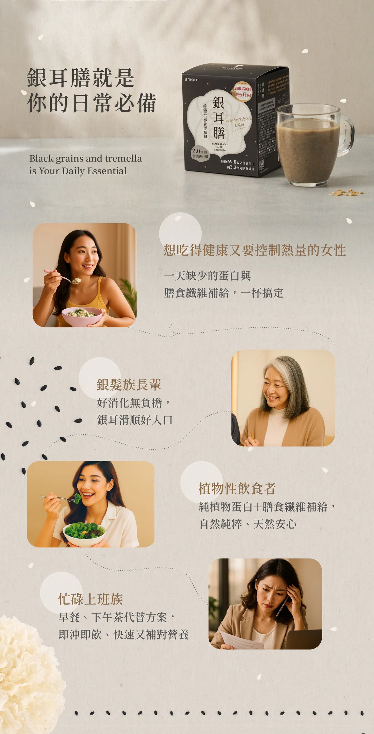 8more 高纖蛋白營養能量餐｜銀耳膳2.0 PLUS版(10入/盒)